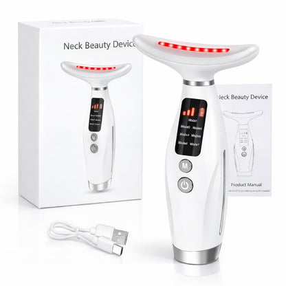 MASAJEADOR REAFIRMANTE PARA CUELLO Y ROSTRO Tecnología LED + Microcorriente EMS para complementar tu rutina facial desde casa