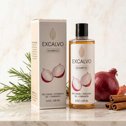EXCALVO® Shampoo Anticaída | Cabello Más Fuerte, con Mayor Volumen y Apariencia Saludable
