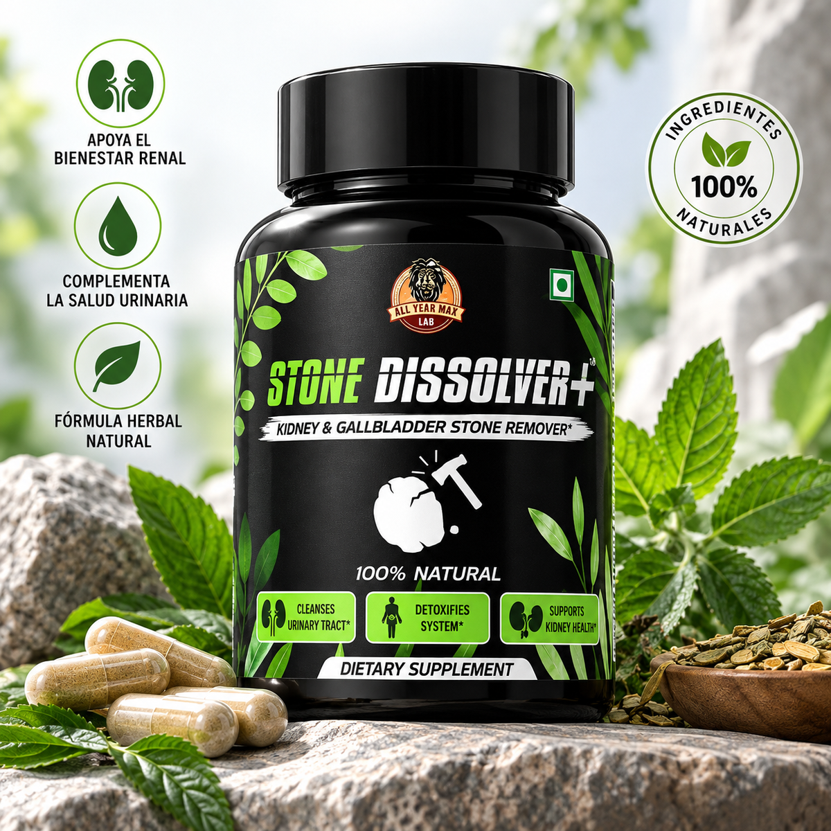 🌿 STONE DISSOLVER+ | Apoyo Natural para el Bienestar Renal y Urinario 💧