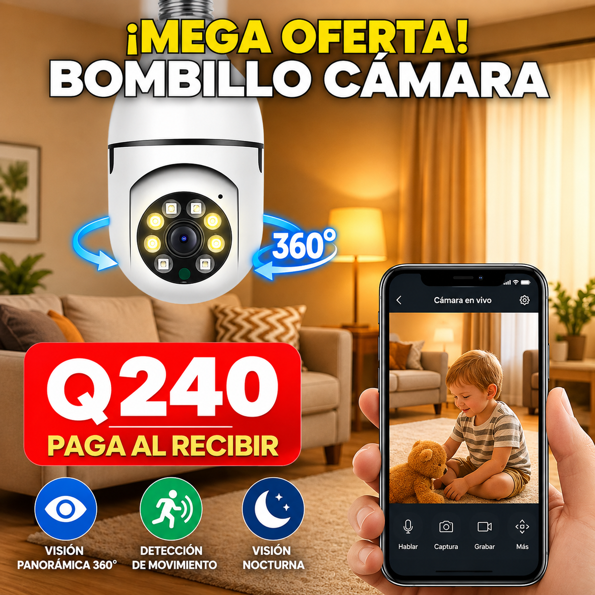 Cámara Guard360™ | Seguridad Inteligente WiFi 360° para tu Hogar