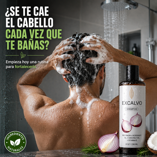 EXCALVO® Shampoo Anticaída | Cabello Más Fuerte, con Mayor Volumen y Apariencia Saludable