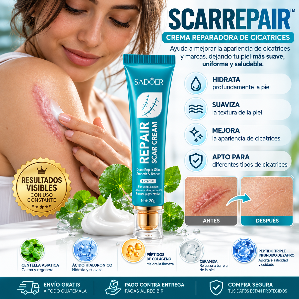 ScarRepair™ | Mejora la Apariencia de Cicatrices y Recupera una Piel Más Lisa y Uniforme