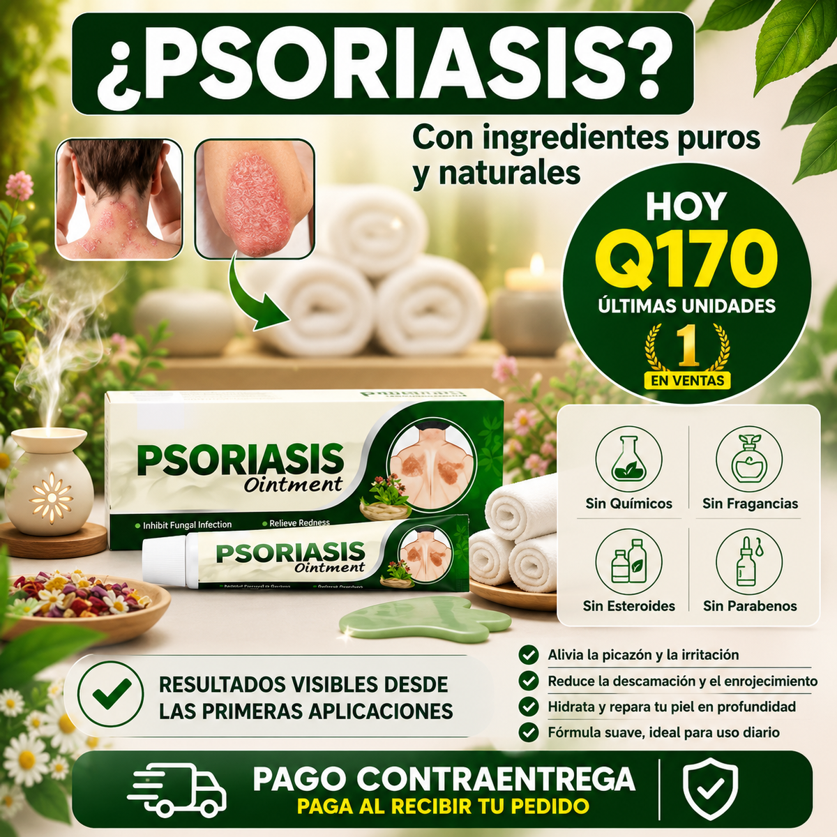 Psoriasis Ointment™ – Alivio Intensivo para Piel Seca, Escamosa e Irritada