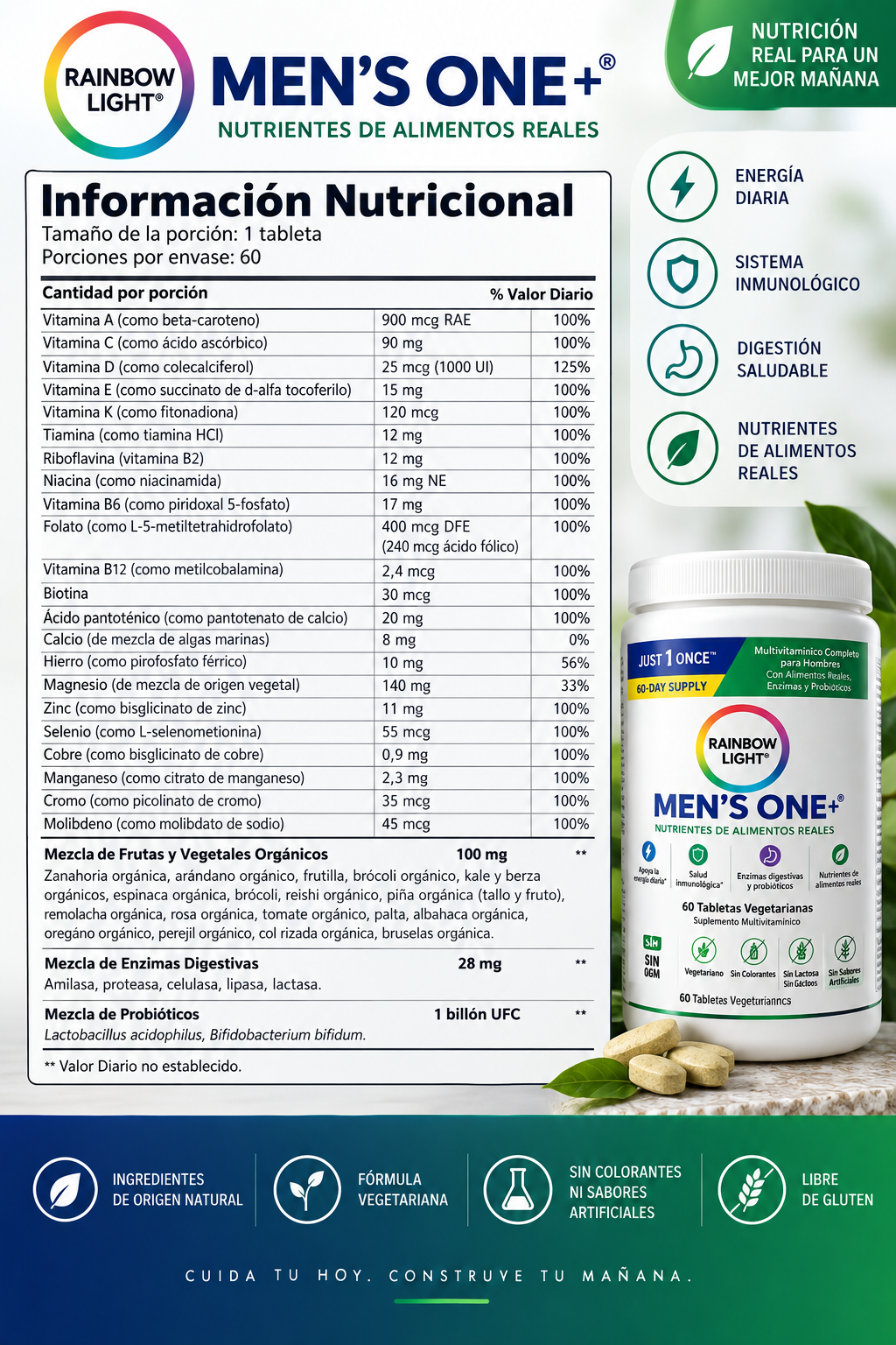 💪 MEN’S ONE+™ | Nutrición Masculina Completa en 1 Tableta al Día ⚡🌈