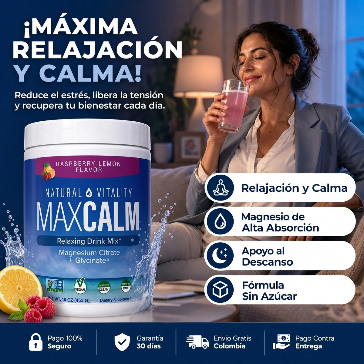 MAX CALM® | Magnesio Premium de Alta Absorción para Relajación y Bienestar Diario