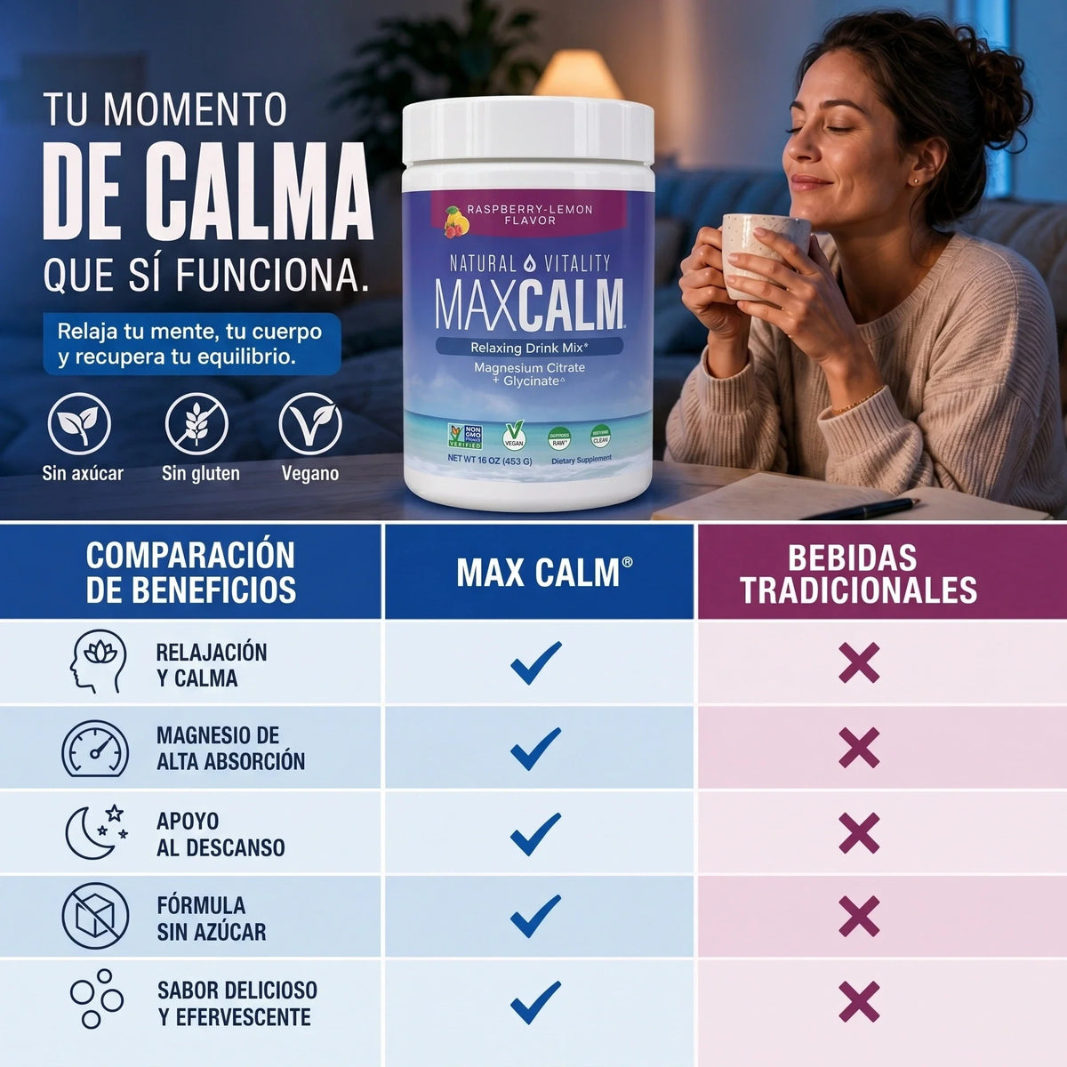 MAX CALM® | Magnesio Premium de Alta Absorción para Relajación y Bienestar Diario