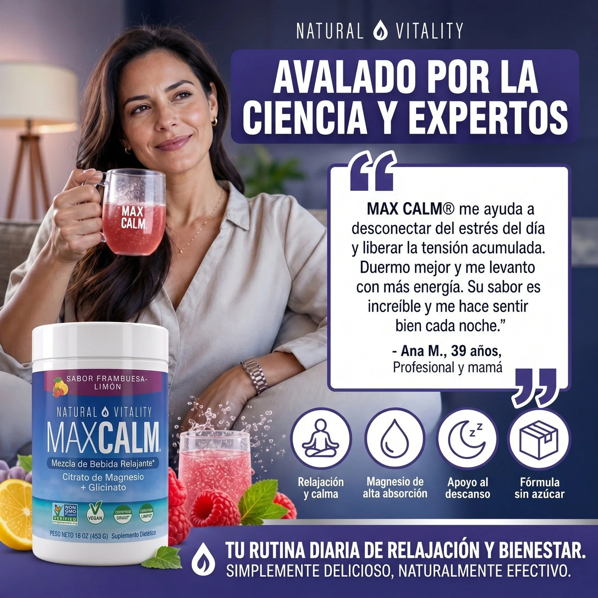 MAX CALM® | Magnesio Premium de Alta Absorción para Relajación y Bienestar Diario