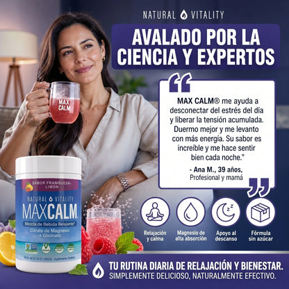 MAX CALM® | Magnesio Premium de Alta Absorción para Relajación y Bienestar Diario