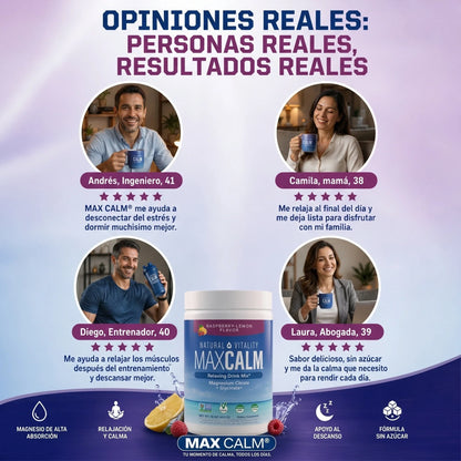 MAX CALM® | Magnesio Premium de Alta Absorción para Relajación y Bienestar Diario